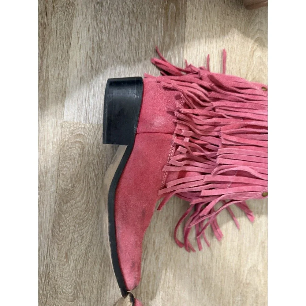 Girls Smoky Mountain Genuine Suede Pink Fringe Western Cowgirl Boots 1.5D